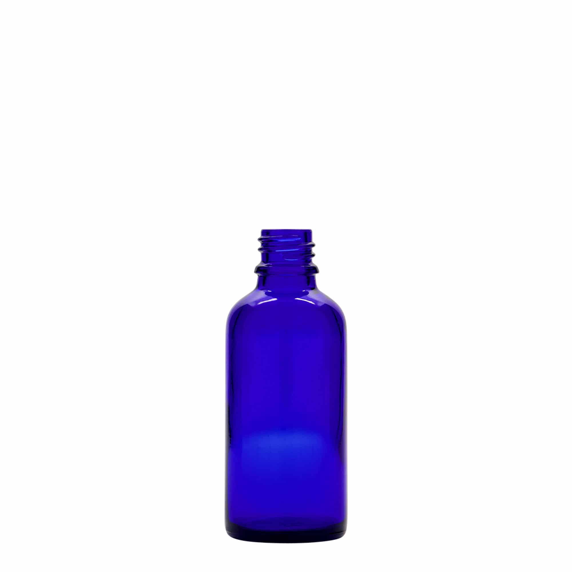 50 ml Sprühflasche Medizin, Glas, royalblau, Mündung: DIN 18