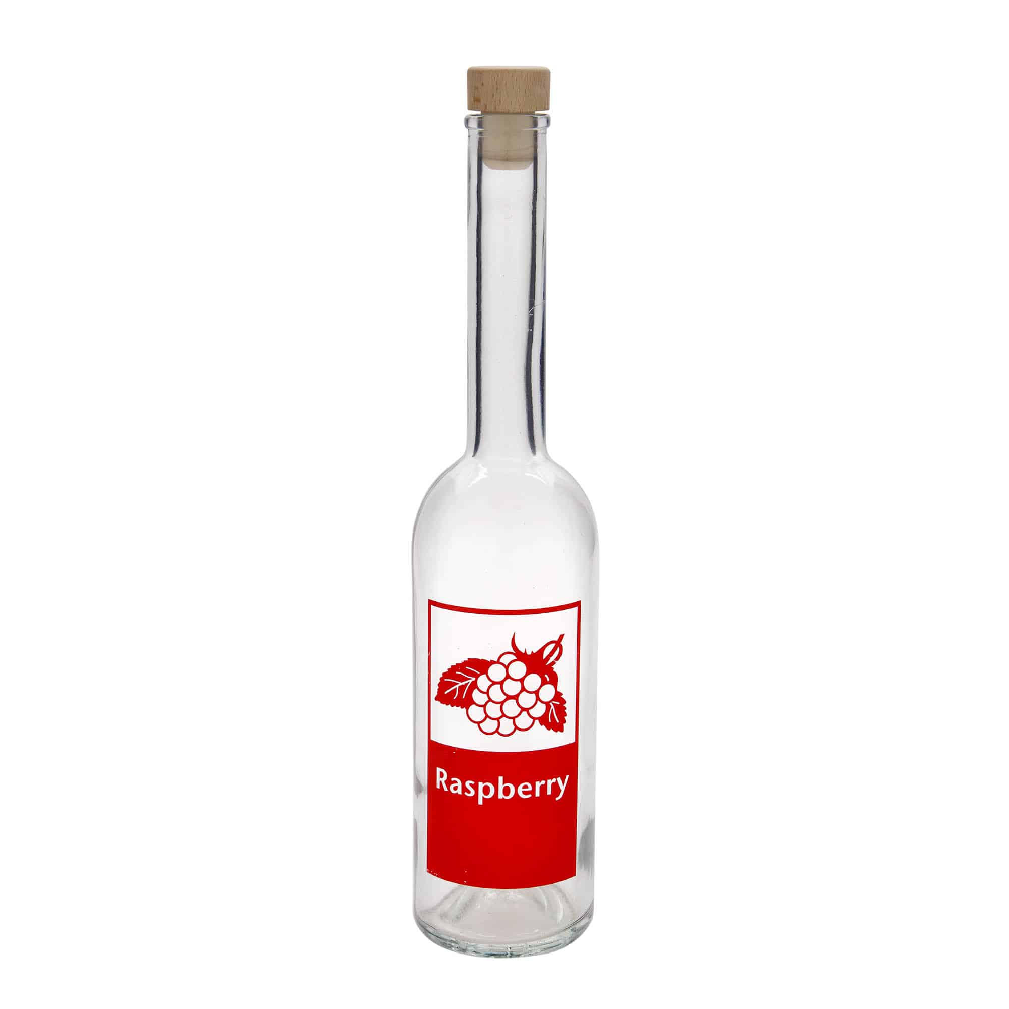 500 ml Glasflasche 'Opera', Motiv: Raspberry, Mündung: Kork