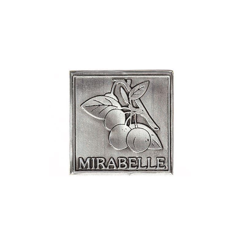 Zinnetikett 'Mirabelle', quadratisch, Metall, silber