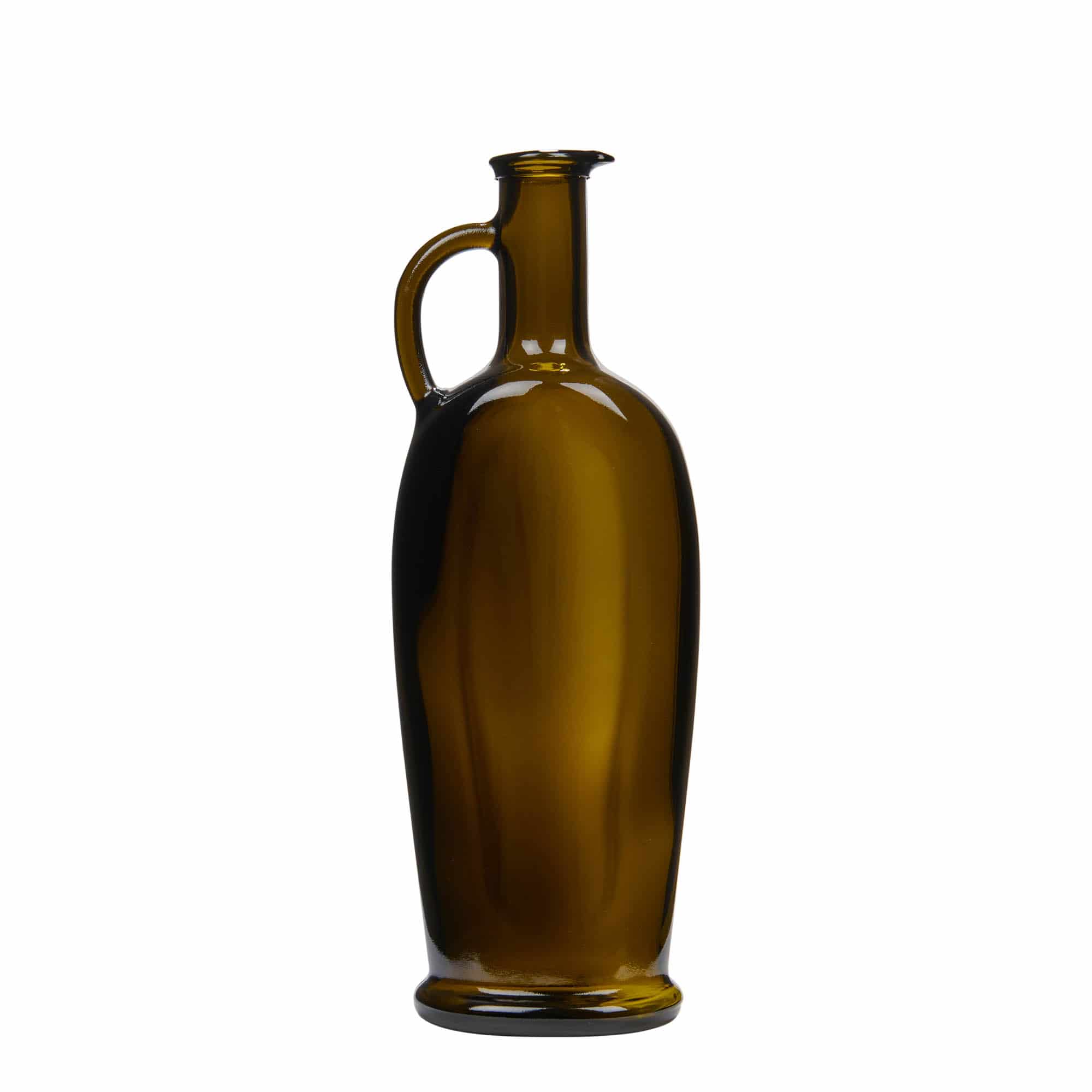 500 ml Glasflasche 'Eleganta', oval, antikgrün, Mündung: Kork