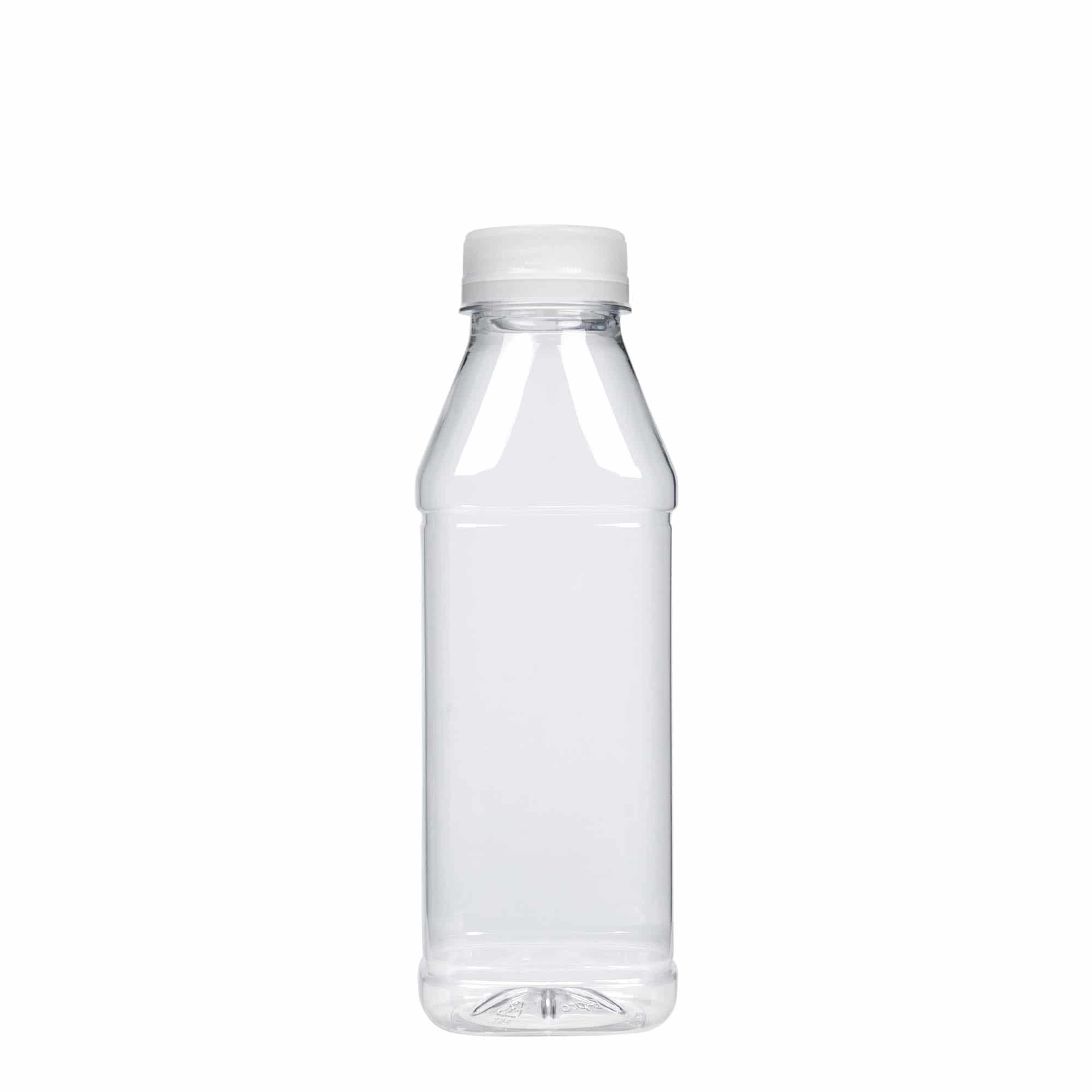 500 ml PET-Flasche 'Milk and Juice Carré', quadratisch, Kunststoff, Mündung: 38 mm