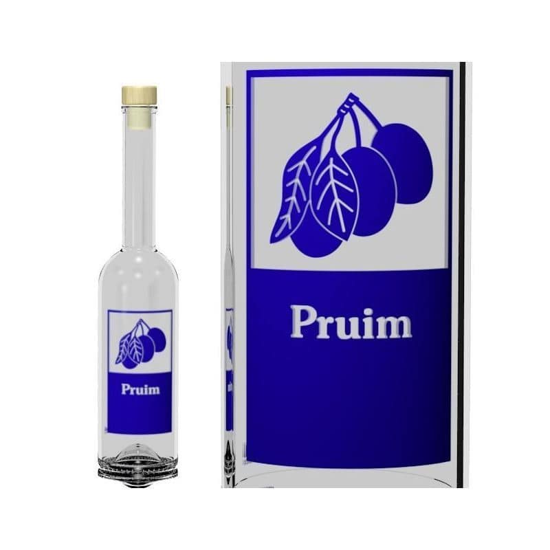 500 ml Glasflasche 'Opera', Motiv: Pruim, Mündung: Kork