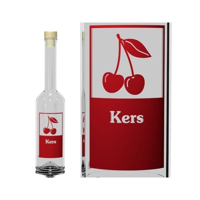 500 ml Glasflasche 'Opera', Motiv: Kers, Mündung: Kork