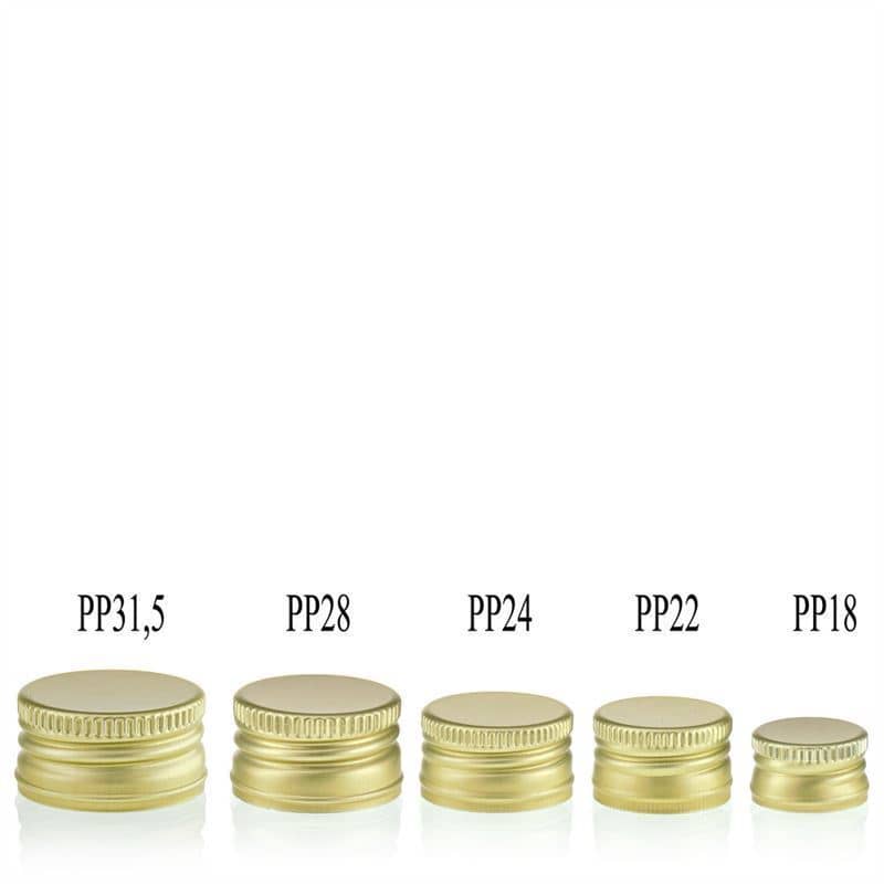 Schraubverschluss, Metall, gold, für Mündung: PP 18