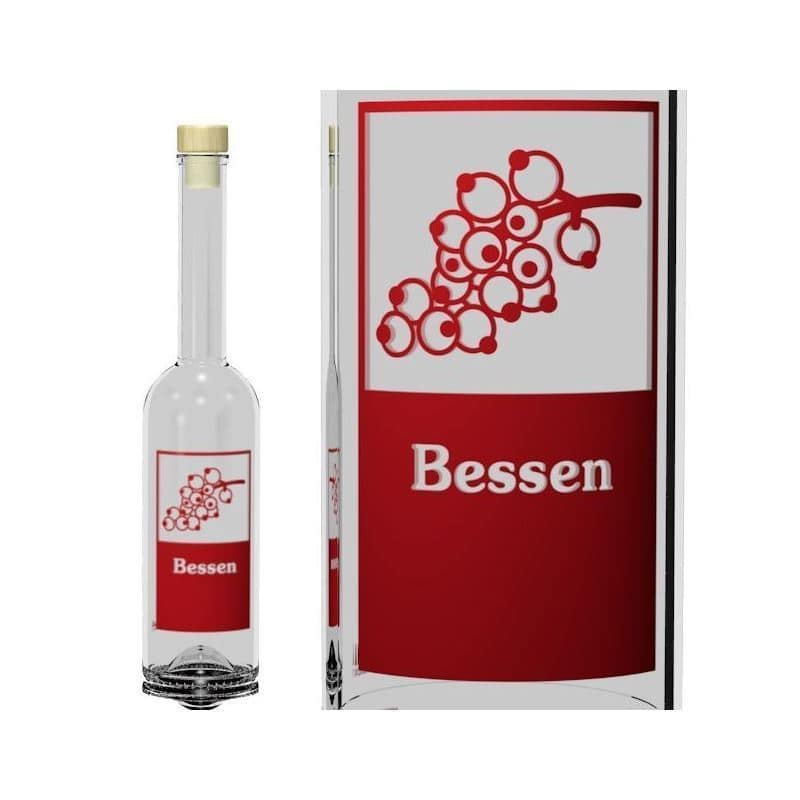 500 ml Glasflasche 'Opera', Motiv: Bessen, Mündung: Kork