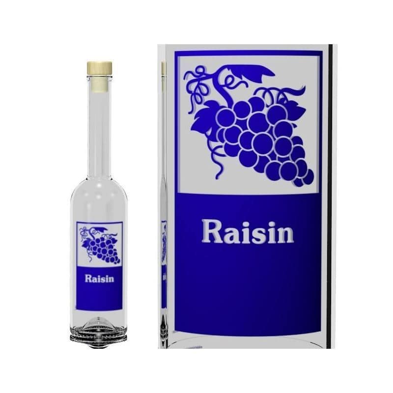 500 ml Glasflasche 'Opera', Motiv: Raisin, Mündung: Kork