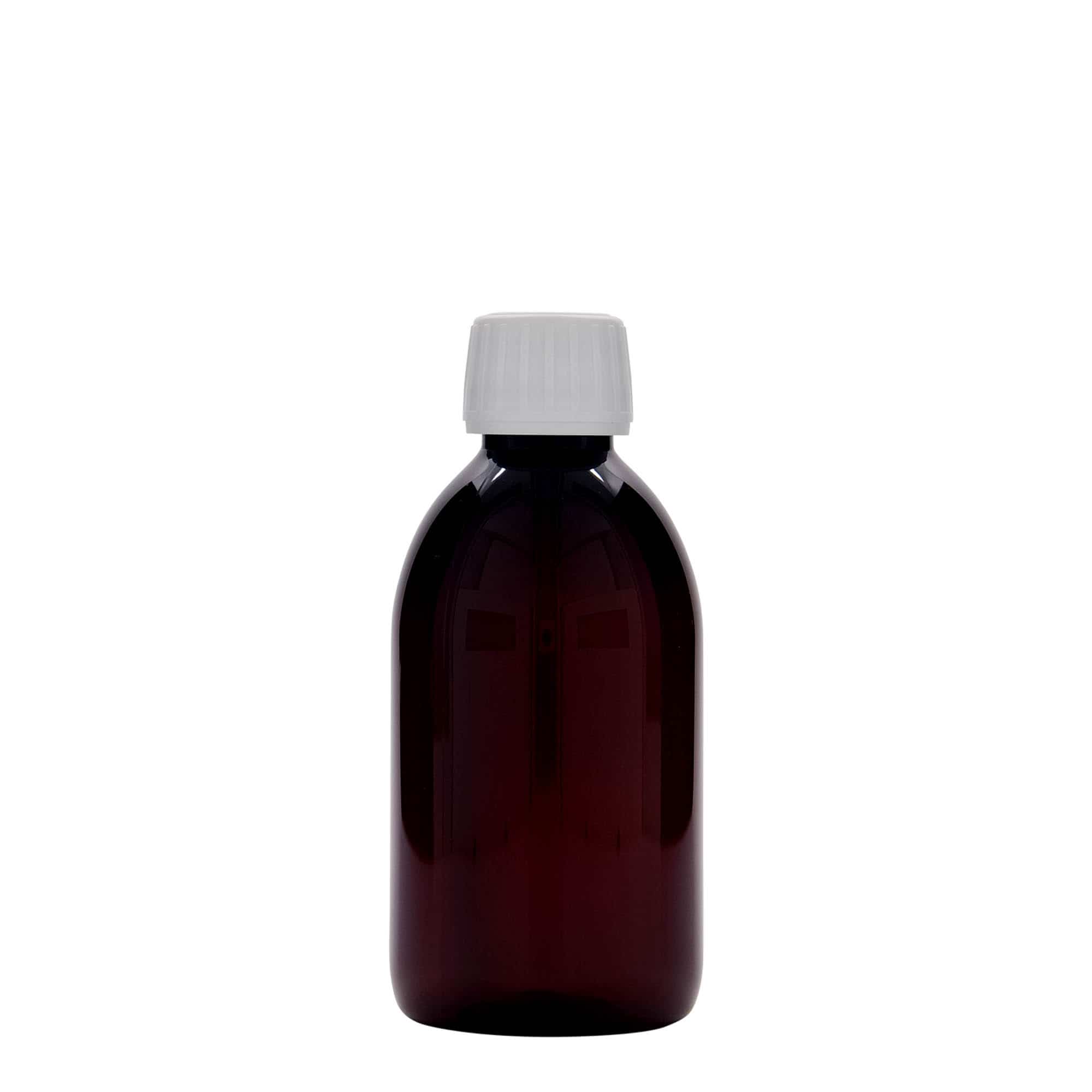 250 ml PET-Medizinflasche, braun, Kunststoff, Mündung: PP 28