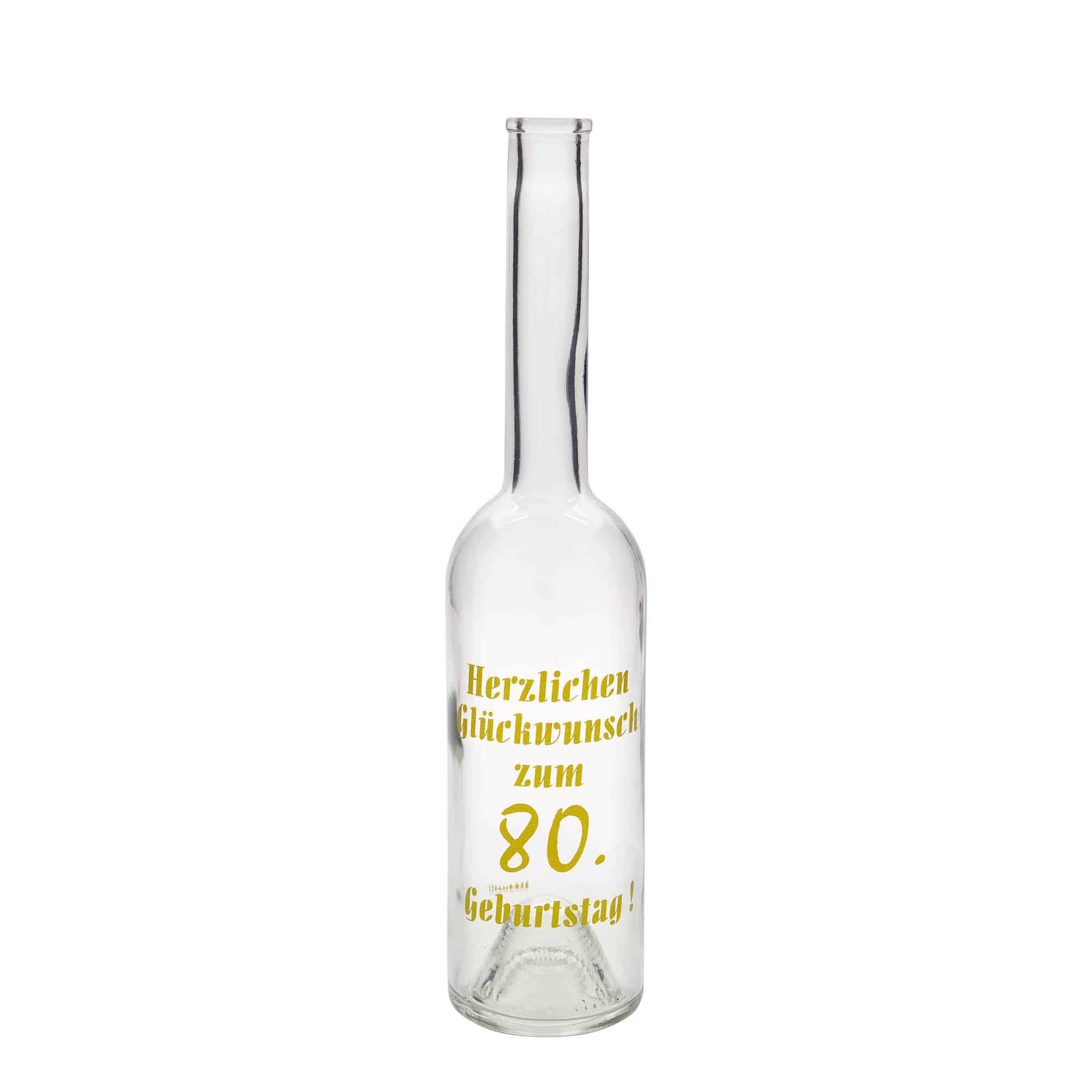 500 ml Glasflasche 'Opera', Motiv: 80 Jahre, Mündung: Kork