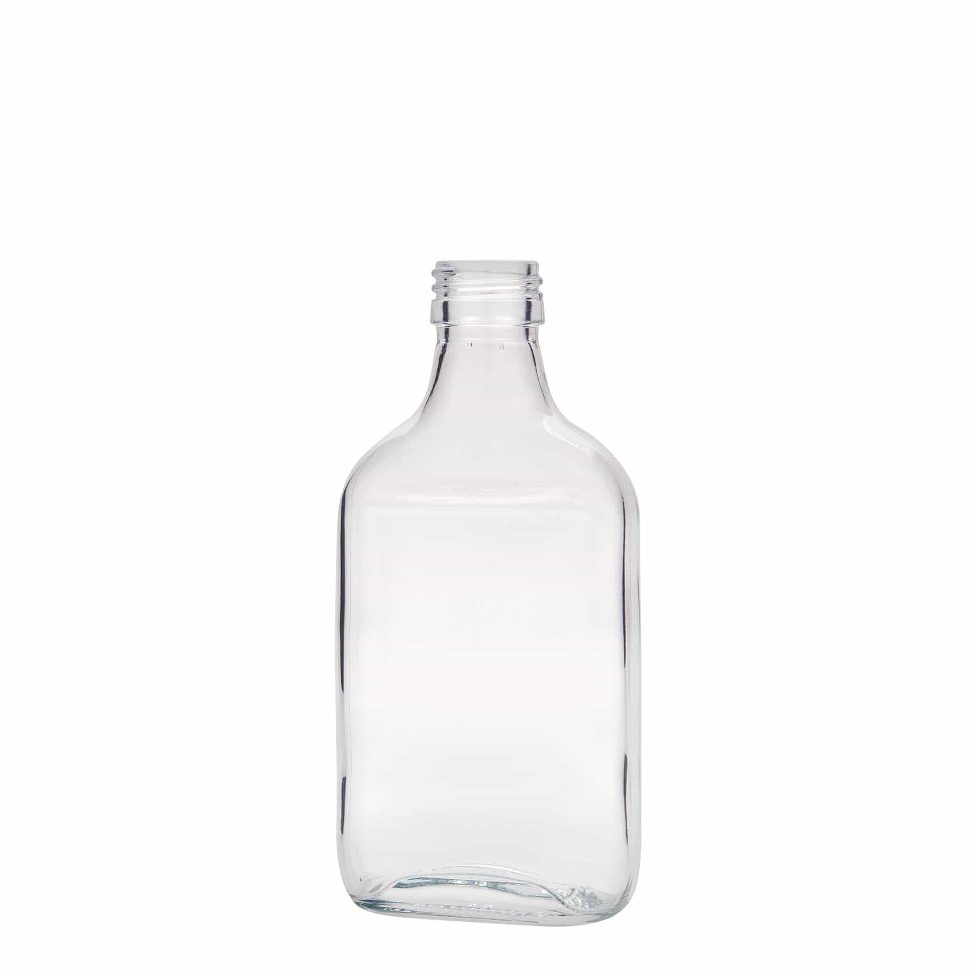 200 ml Taschenflasche, rechteckig, Glas, Mündung: PP 28