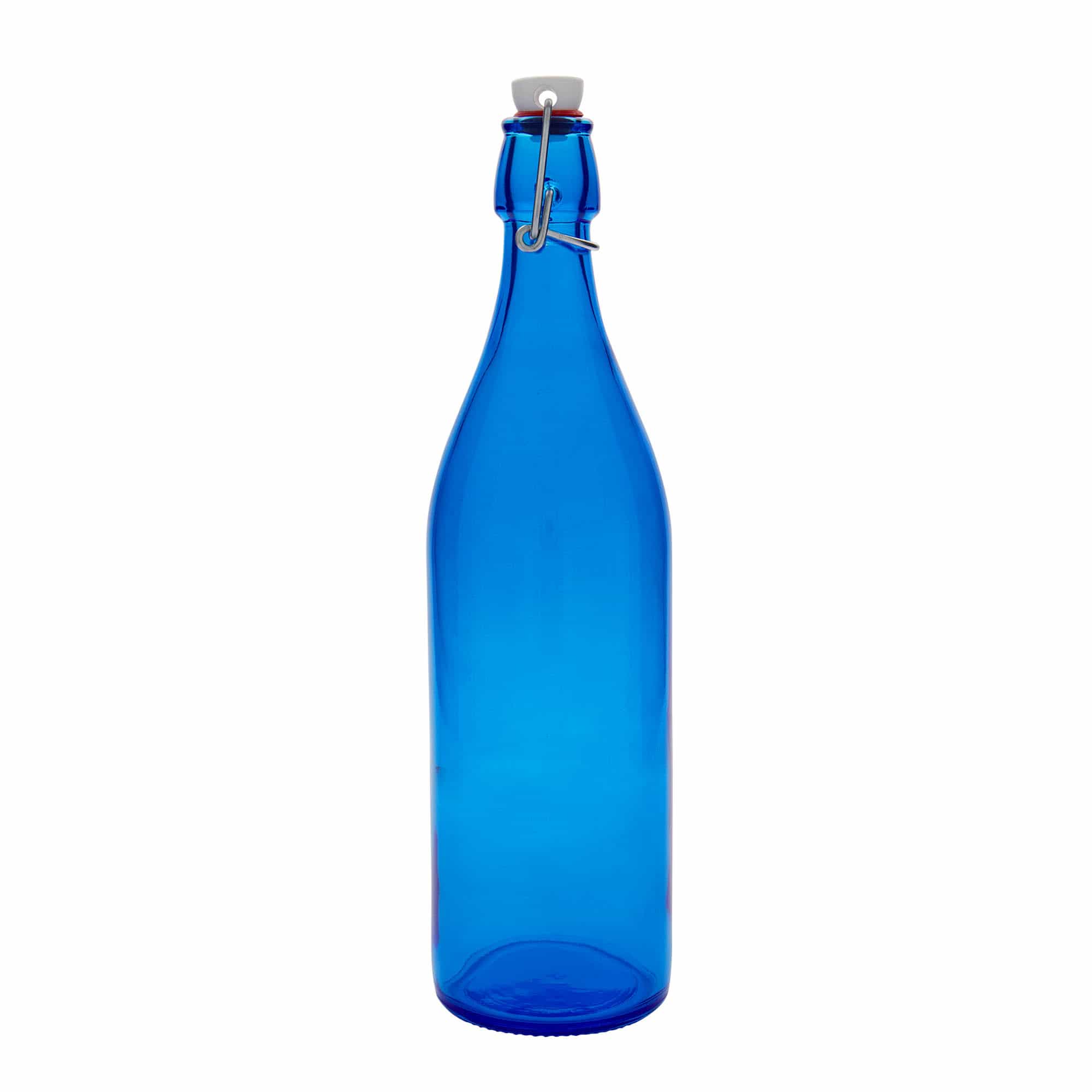 1.000 ml Glasflasche 'Giara', blau, Mündung: Bügelverschluss