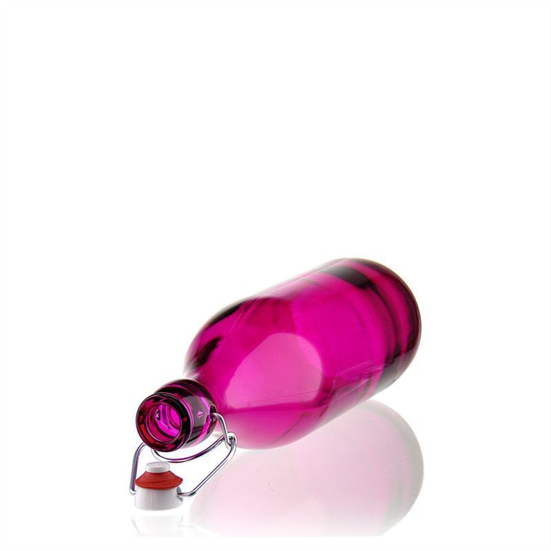 1.000 ml Glasflasche 'Giara', pink, Mündung: Bügelverschluss