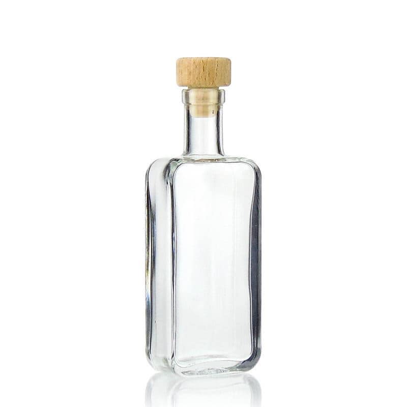 100 ml Glasflasche 'Nice', rechteckig, Mündung: Kork