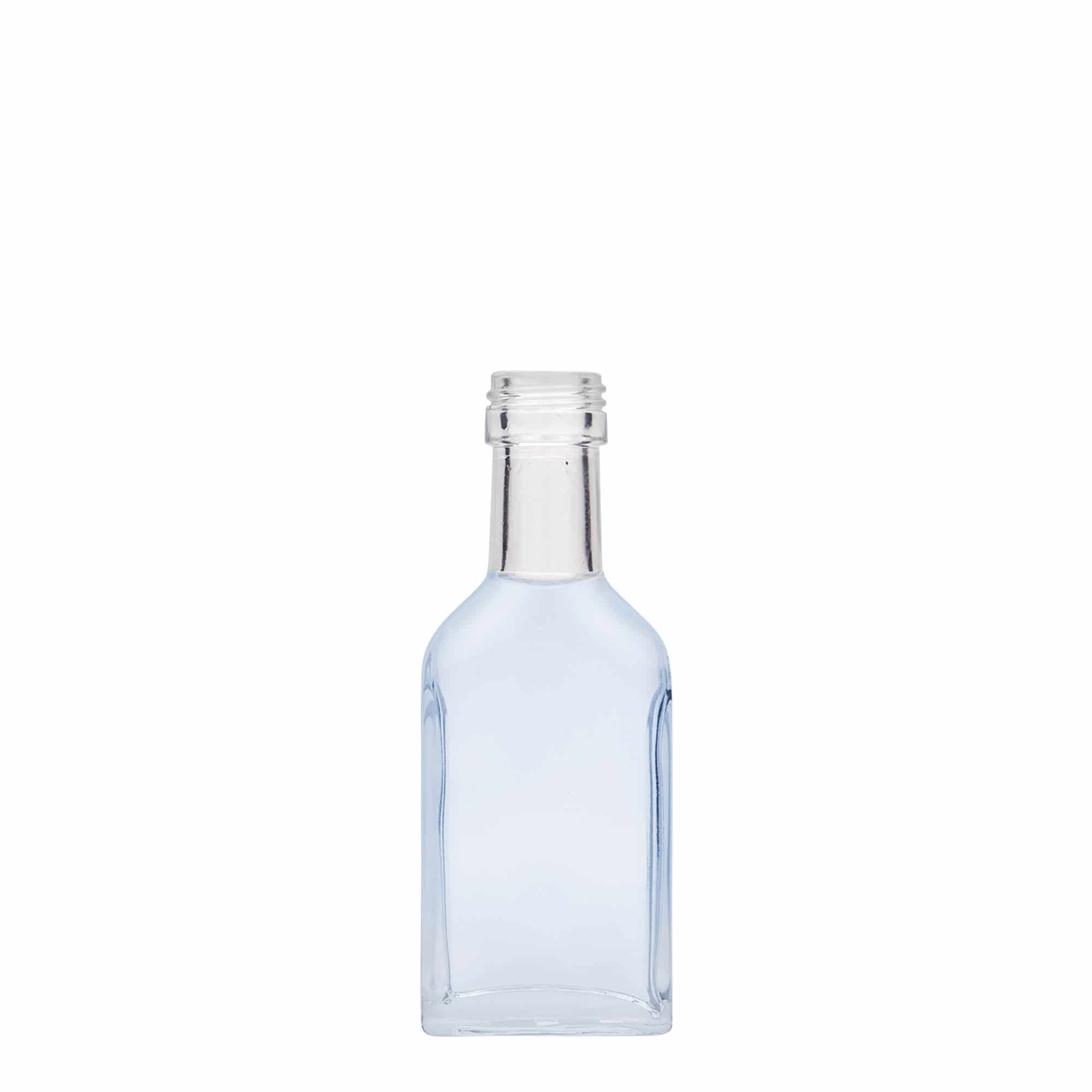 40 ml Taschenflasche Langhals, rechteckig, Glas, Mündung: PP 22