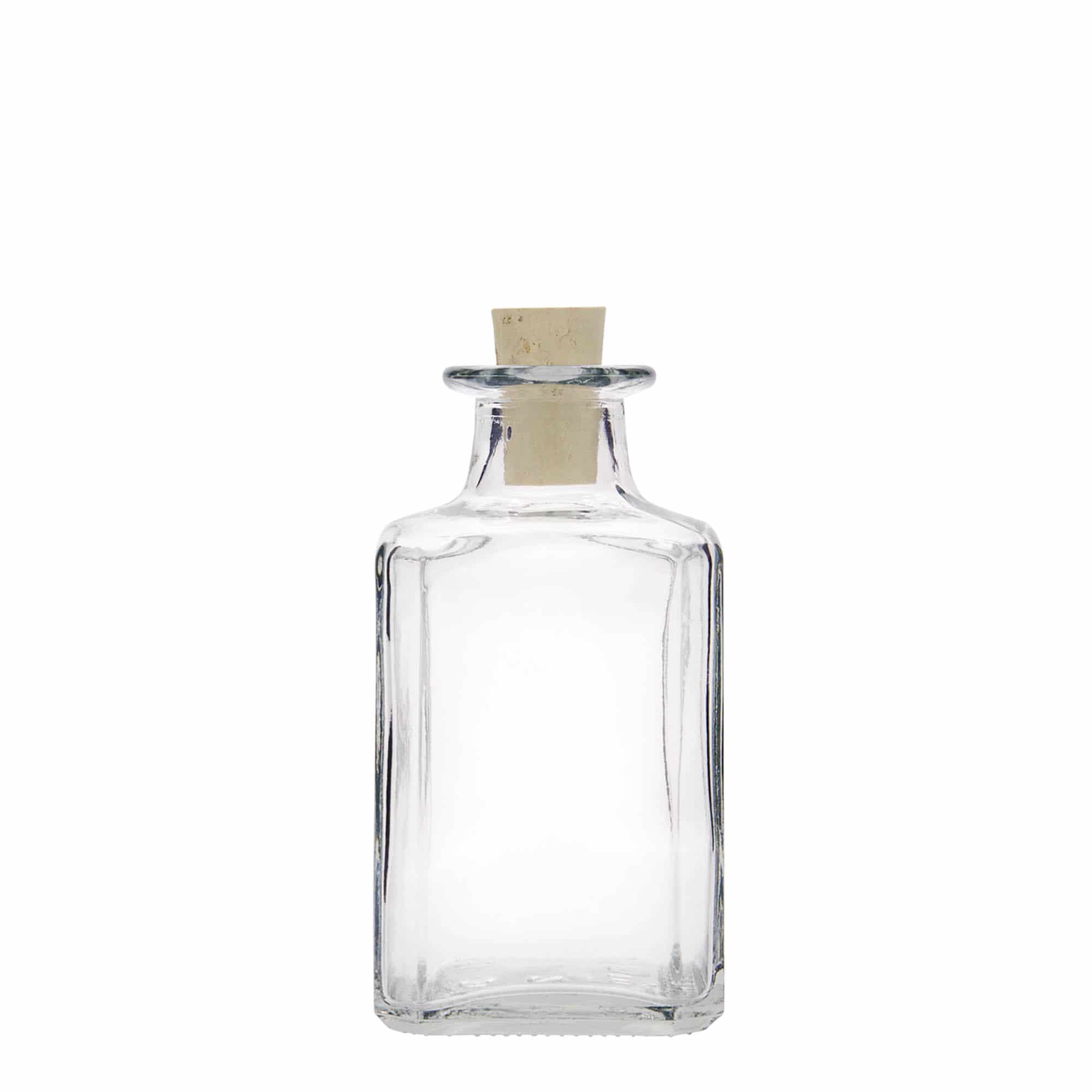 250 ml Glasflasche 'Torben', quadratisch, Mündung: Kork