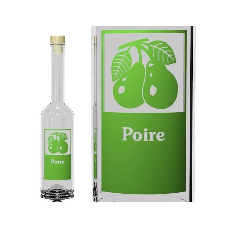 500 ml Glasflasche 'Opera', Motiv: Poire, Mündung: Kork