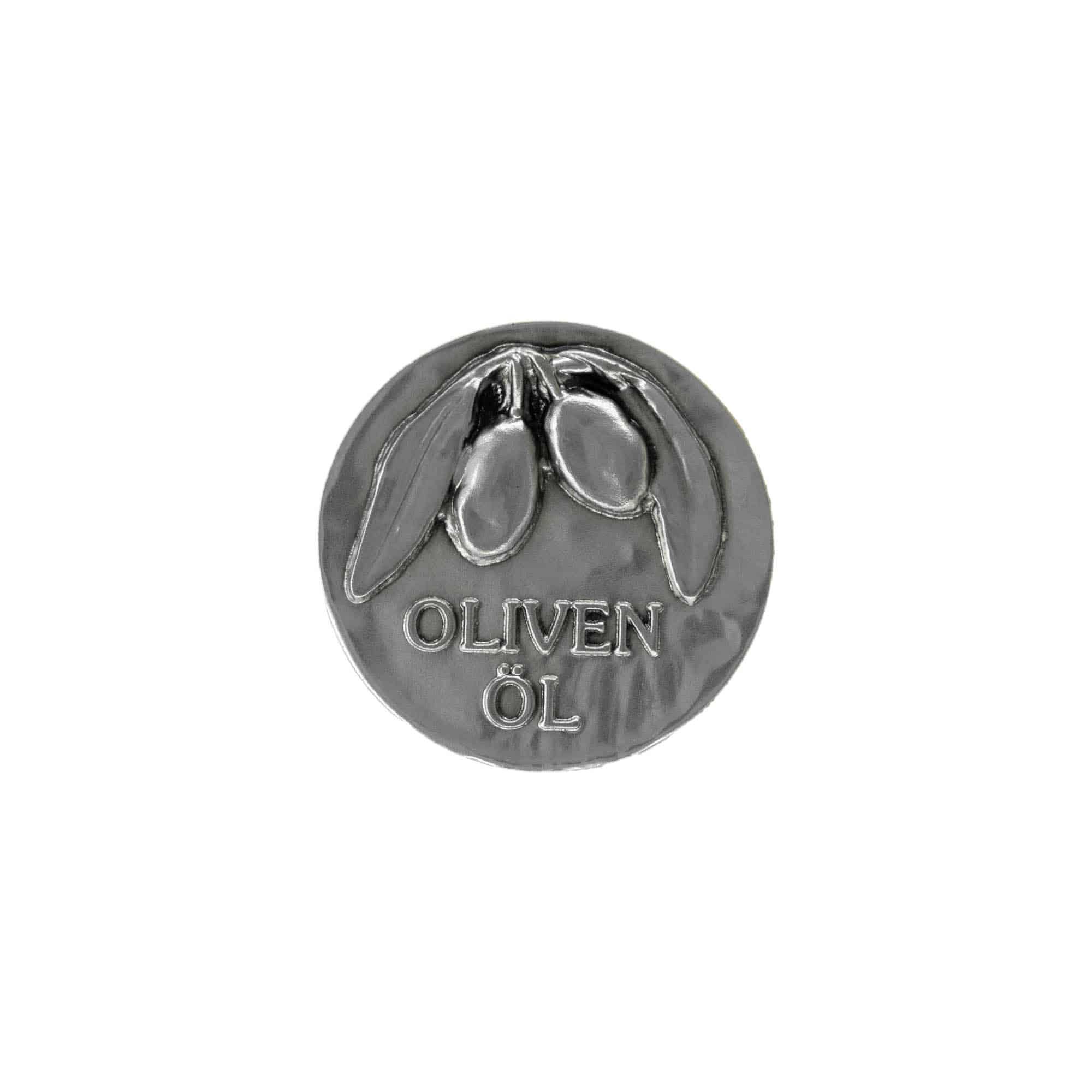 Zinnetikett 'Olivenöl', Metall, silber