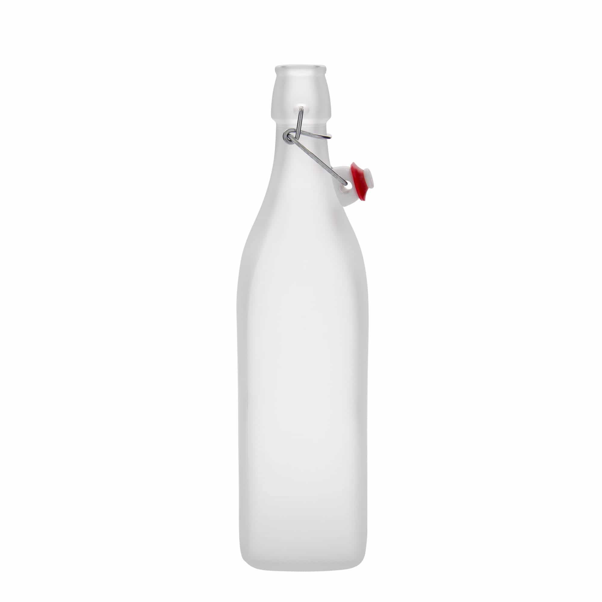 1.000 ml Glasflasche 'Swing, quadratisch, geeist, Mündung: Bügelverschluss