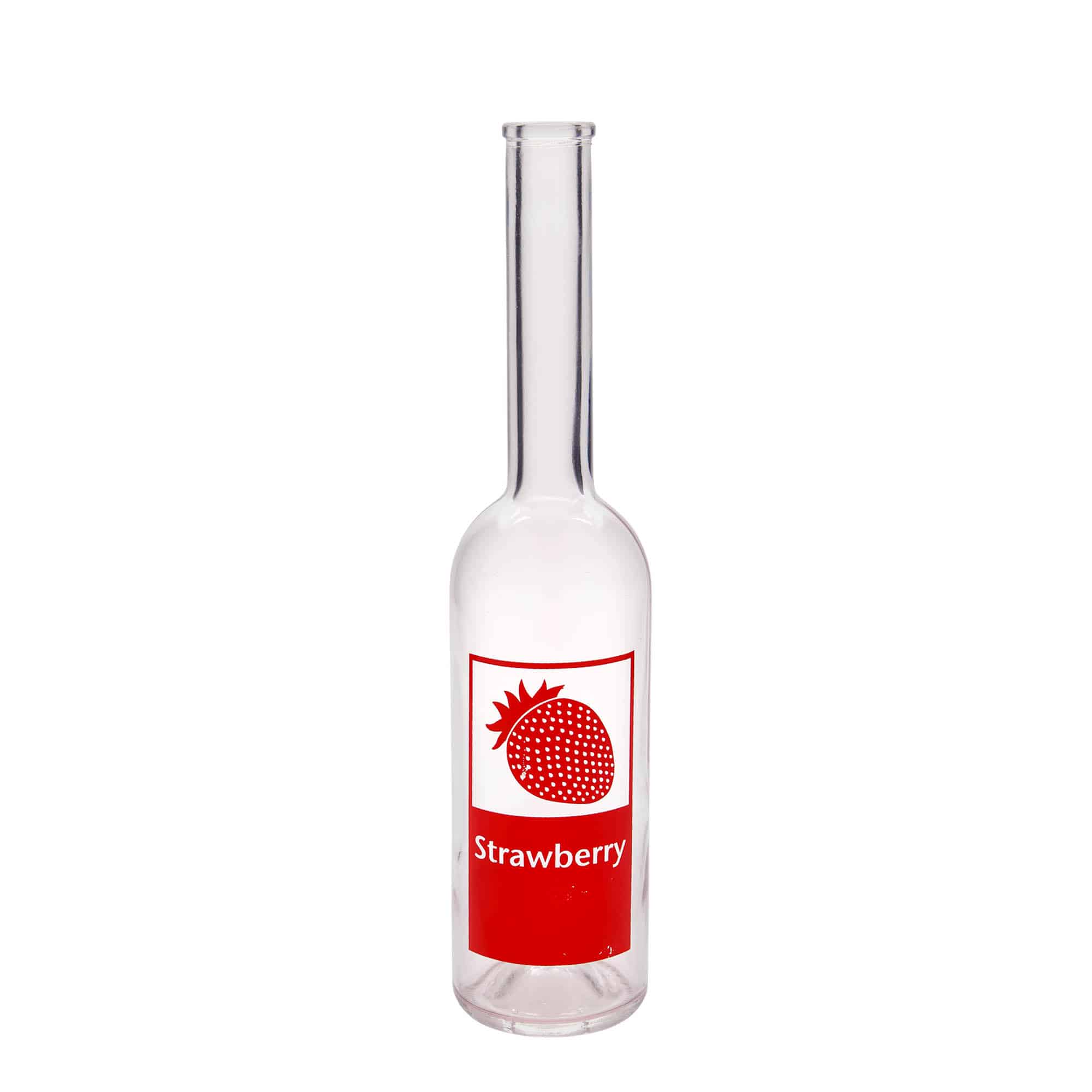 500 ml Glasflasche 'Opera', Motiv: Strawberry, Mündung: Kork