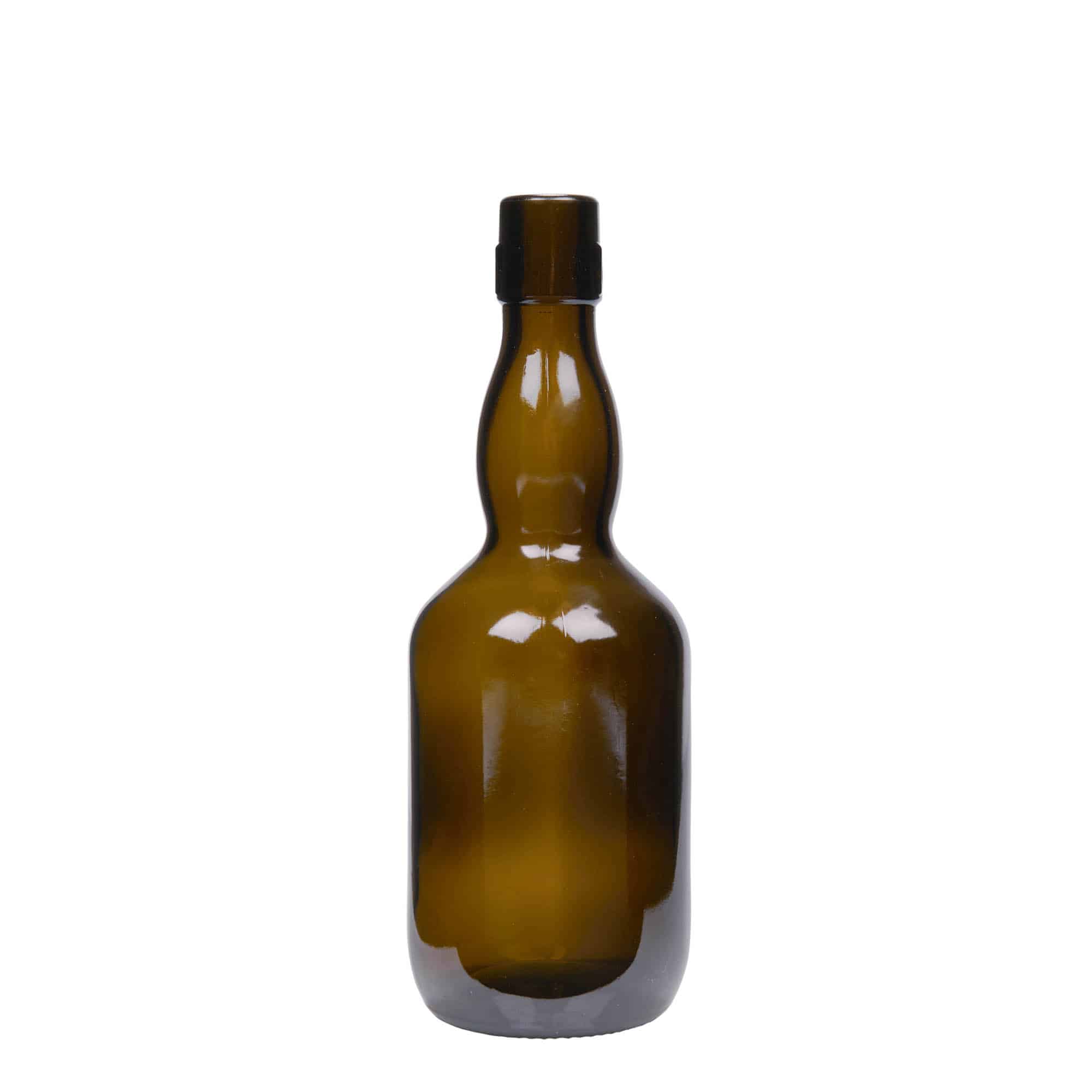 500 ml Bierflasche Kropfhals, Glas, antikgrün, Mündung: Bügelverschluss