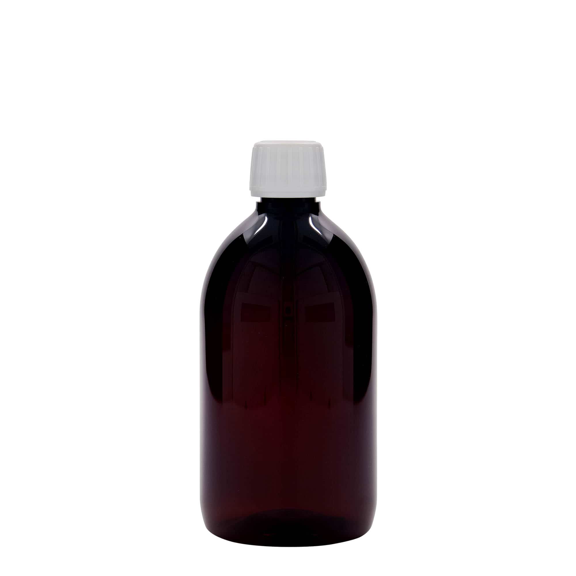 500 ml PET-Medizinflasche, braun, Kunststoff, Mündung: PP 28