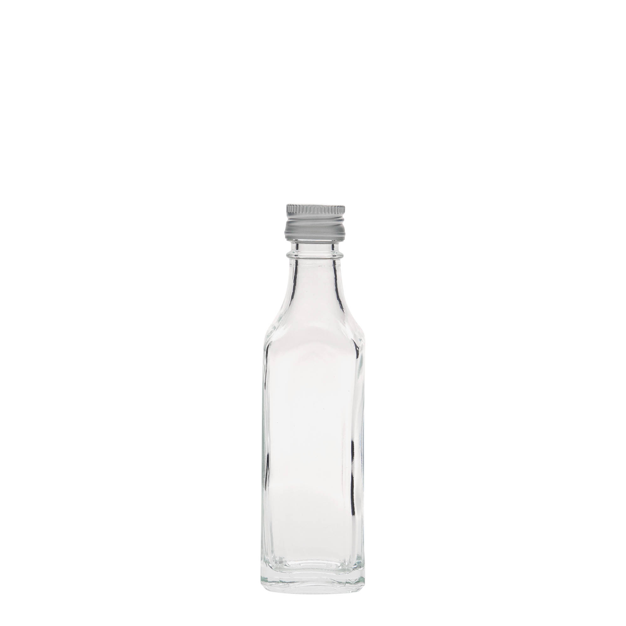 50 ml Glasflasche 'Siena', quadratisch, Mündung: PP 18