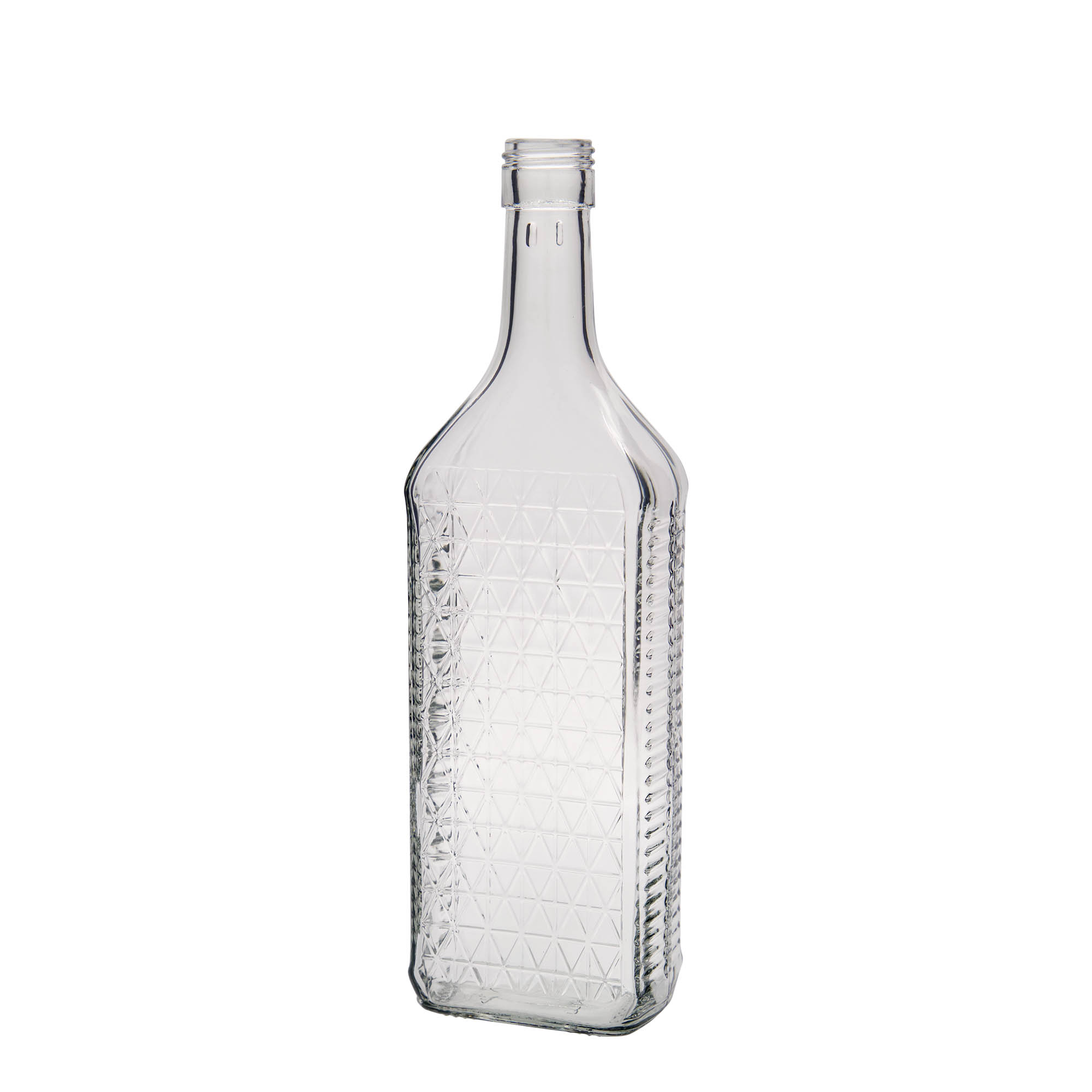 700 ml Glasflasche 'Caruso', rechteckig, Mündung: PP 31,5