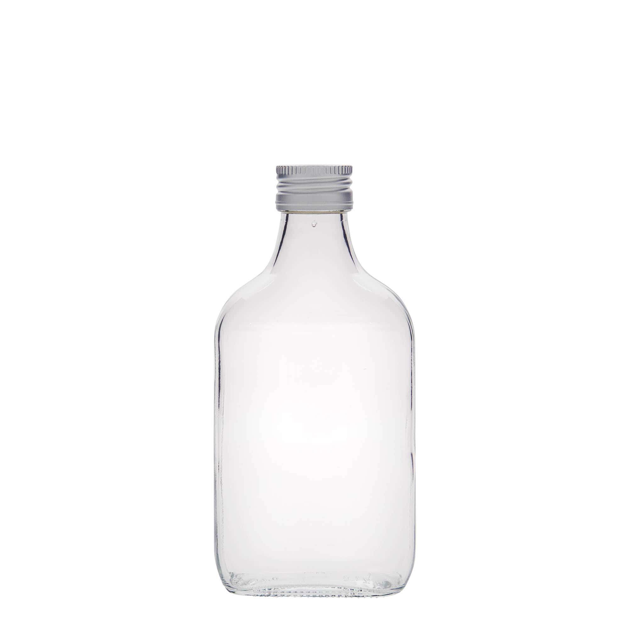 200 ml Taschenflasche, rechteckig, Glas, Mündung: PP 28