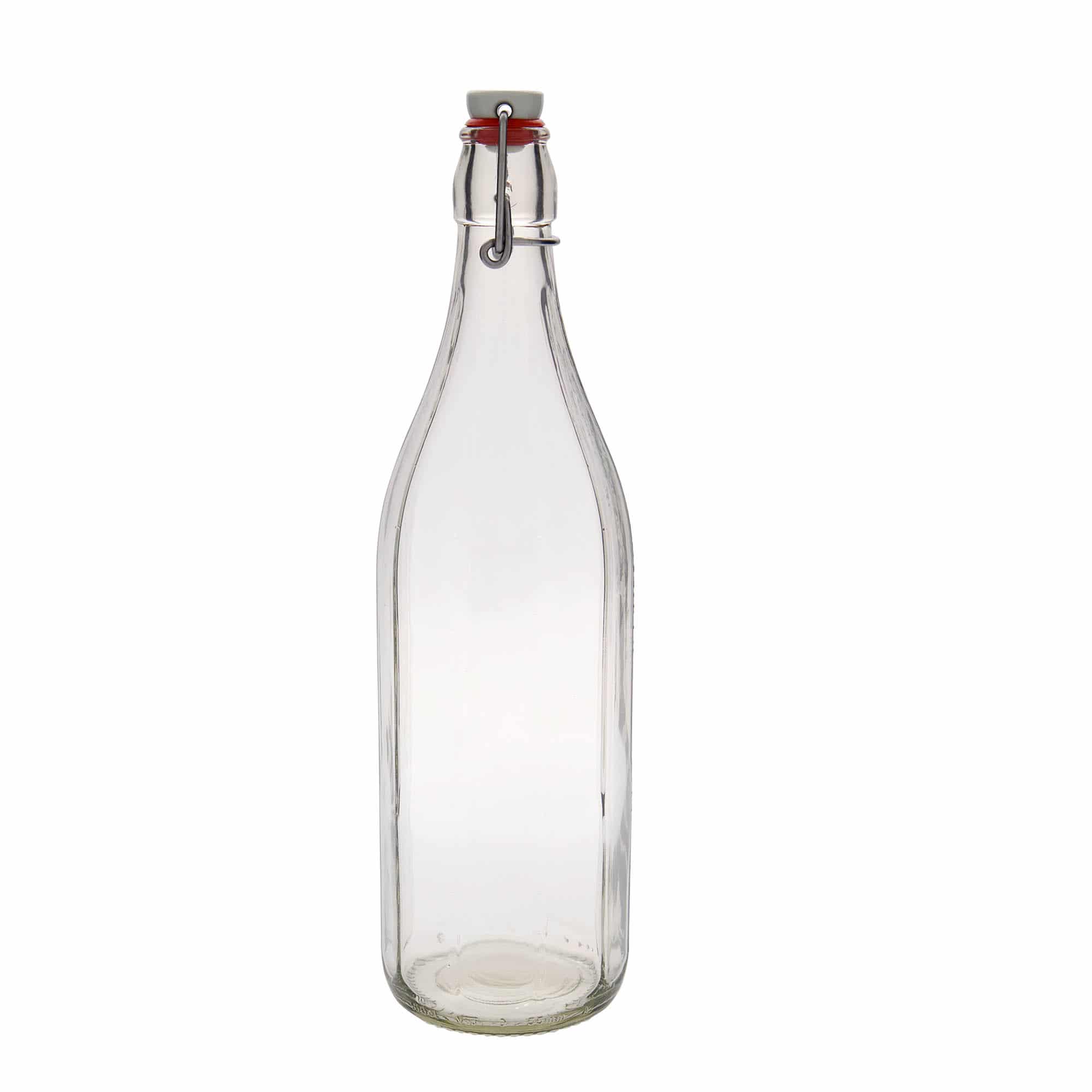 1.000 ml Glasflasche 'Bravo', zehneckig, Mündung: Bügelverschluss