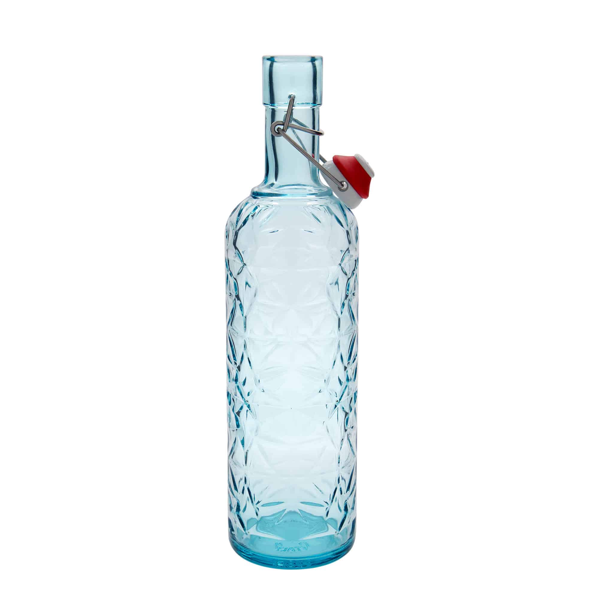 1.000 ml Glasflasche 'Oriente', azurblau, Mündung: Bügelverschluss